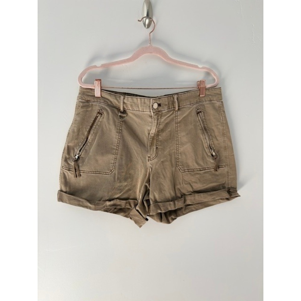 White House Black Market "The Short" Tan Khaki Cotton Blend Shorts Size 14